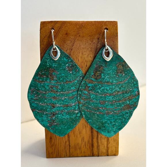 Silpada Emerald Pools Sterling Silver and Brass Drop Earrings - Picture 1 of 6